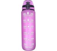 Active 100 Water Bottle 1L Sports Water Bottle with Motivational Time Marker, Dishwasher Safe Leak-proof Drink Bottle BPA Free Non-Toxic for Running,cycling, Gym, School & Office (Purple)