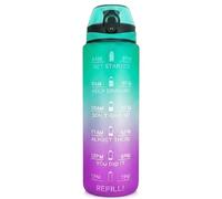 Active 100 Water Bottle 1L Sports Water Bottle with Motivational Time Marker, Dishwasher Safe Leak-proof Drink Bottle BPA Free Non-Toxic for Running,cycling, Gym, School & Office (Blue Gradient)