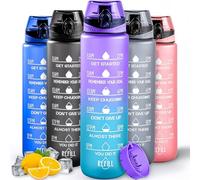 Active 100 Water Bottle 1L Sports Water Bottle With Time Markings, Dishwasher Safe Leak-Proof Water Bottles, BPA Free Non-Toxic Drinks Bottle For Running, Cycling, School & Gym (Purple Gradient)