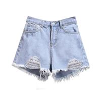 Active Combat Jean Shorts Womens Ripped Distressed Stretchy High Waisted Denim Shorts with Pockets Cut Off Frayed Raw Hem Casual Hot Pants Summer Fashion Beach Vacation Clothes Petite to Curve S-5XL