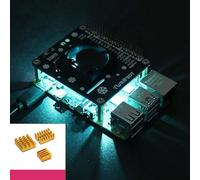 Active Cooling Fan HAT for Raspberry Pi 5/4B/3B+ with GPIO Access, LED Status Indicator & Heat Sink Compatibility(Cyan B)