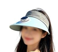 Active Cooling Sun Hat Combining Solar Energy Capture USB Fan Operation And Wide Brim UV Defense For All-Day Wear(blue)