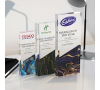 Active Decor Personalised Acrylic Trophy Plaque - Rectangular Glass-Effect Award with Custom Logo or Symbol - Corporate Desk Trophy for Employee Recognition, Office or Sports Awards