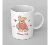 Active Decor Personalised Coffee/Tea Ceramic Mug/Cup Any Custom Name, a Bespoke Made Printed Mug, Gift Love Teddy Bear Design