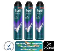 (Active Dry - 3 PK) Sure Men AP Deodorant 72H Nonstop Protection 250ml