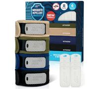 Active Era Mosquito Repellent Bracelets & Refill Bundle, DEET Free Natural Insect Repellent - Family Holiday & Camping Essentials, 4 Bracelets & 8 Refills (Black, Navy, Sand & Khaki)