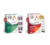 Active Folic 400 mcg & Active Iron Advance 25 mg, Pregnancy Support Bundle, Highly Absorbed, Gentle, Non-Constipating, 60 + 30 Daily Capsules (1 to 2 Month Supply)