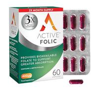 Active Folic 400 mcg - L-Methylfolate Folic Acid Supplement - Highly Absorbed, Vegan - Supports Pregnancy, Energy, Tiredness & Fatigue Reduction - 60 Capsules (2-Month Supply)