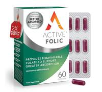 Active Folic Acid Supplement for Pregnancy 400 mcg, Fights Tiredness & Fatigue, Vegan, Containing L-Methylfolate, Easy to Swallow, 60 Capsules, 2 Month Supply