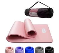 ACTIVE FOREVER 10mm Extra Thick Non Slip Exercise Mat, NBR Foam Mat for Women Men, Large and Thick with Free Travel Carry Bag for Yoga Pilates HIT Home Workouts Gym (Pink)