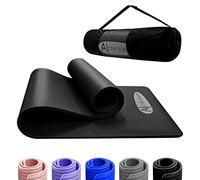 ACTIVE FOREVER 10mm Extra Thick Non Slip Exercise Mat, NBR Foam Mat for Women & Men, Large & Thick, Free Travel Carry Bag for Yoga, Pilates, HIT Home Workouts, Gym (Black)