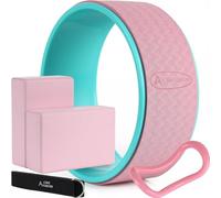 ACTIVE FOREVER 5 in 1 Yoga Block Set - Enhance Balance and Flexibility with Yoga Blocks, Strap, Wheel, and Stretch Ring - Your Complete Solution for Improved Well Being(Pink)