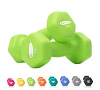 ACTIVE FOREVER Dumbbells 2×3kg, Set of 2, Hex Dumbbells Pair, Neoprene Waterproof Non-slip Dumbells Set (Grass Green)