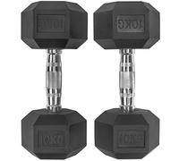 ACTIVE FOREVER Dumbbells Set of 2, Hex Dumbbells Pair, Black Rubber Hex Dumbbell, Household Rubberized Dumbells Set (2×10kg)