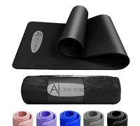 ACTIVE FOREVER NBR Yoga Mat, Non Slip Exercise Mats with Bag, Thick Foam Mats Ideal for HIT Pilates Sit Ups Planks, Workouts Home Gym Equipment Accessory for Men Women, 183×60×1cm, Black