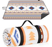 ACTIVE FOREVER Picnic Blanket Portable, 200 x 200CM Large Waterproof Picnic Mats with Carrying Handle, Outdoor Beach Blanket Sandproof for Camping, Beach, Garden, Family Picnic, Yellow Bohe