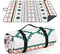 ACTIVE FOREVER Picnic Blanket Portable, 200 x 200CM Large Waterproof Picnic Mats with Carrying Handle, Outdoor Beach Blanket Sandproof for Camping, Beach, Garden, Family Picnic, Green Bohe