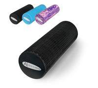 ACTIVE FOREVER Solid Floating Dot Foam Roller，Relieve Muscle Tension&Promote Circulation，High Density Massage Rollers for Back, Legs, Fitness, Yoga, Pilates-Black（45cm*15cm）