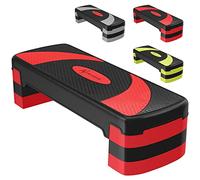 ACTIVE FOREVER Steppers for Exercise 3 Levels, Aerobic Step Board and 3 Height Adjustable 10cm/15cm/20cm, Non-Slip Fitness Stepper Equipment for Exercise Workout Home Office, 78×30 cm(Black Red)