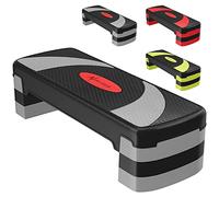 ACTIVE FOREVER Steppers for Exercise 3 Levels, Aerobic Step Board and 3 Height Adjustable 10cm/15cm/20cm, Non-Slip Fitness Stepper Equipment for Exercise Workout Home Office, 78×30 cm(Black Grey)