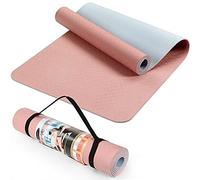 ACTIVE FOREVER Yoga Mat for Women men, Non-Slip, Highly stable TPE Exercise Mat With Carrying Straps, Non-deformable Workout Mat for Pilates, Stretching, Home Gym -183 x 61 x 0.6 CM (Pink Blue)