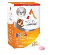Active Immune Kids Supplement, Vitamin D, C & Zinc, Daily Multivitamin for Kids Immune System, Chewable & Easy to Swallow, 60 Orange Flavoured Chews, 2 Month Supply