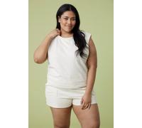 Active People Women's 'Infinity' Adjustable Waist Stretchy Relaxed Fit Cotton Lounge Shorts in Cream | Size: 16 Active People Cream 16