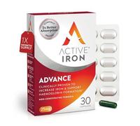 Active Iron Advance 25mg Supplement, Non- Constipating, Clinically Proven to Increase Iron and Energy Levels, Fights Tiredness & Fatigue, 30 Daily Capsules