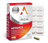 Active Iron Advance Supplement 25 mg, Non Constipating, Clinically Proven to Increase Iron Levels, Fights Tiredness & Fatigue, 30 Capsules, 1 Month Supply