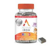 Active Iron Kids Chews 7 mg, with Iron & Vitamin D, Chewable & Easy to Swallow, 30 Blackcurrant Flavoured Chews, 1 Month Supply