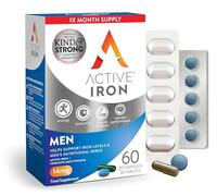 Active Iron Men's Supplement 14 mg, 30 Iron Capsules & 30 Multivitamin Tablets, with Zinc, Vitamin C, D and High Dose B Vitamins, 60 Capsules, 1 Month Supply