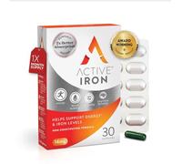 Active Iron Supplement, 30 Capsules, Non Constipating, Fights Tiredness & Fatigue, Clinically Proven to Increase Iron Levels, 1 Month Supply