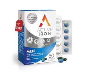 Active Iron Supplement 14 mg + Multivitamin for Men - Clinically Proven to Increase Energy & Reduce Tiredness - Gentle, Non-Constipating Iron + Men’s Multivitamin - 30 Capsules + 30 Tablets