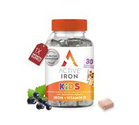 Active Iron Kids Chews 7 mg, with Iron & Vitamin D, Chewable & Easy to Swallow, 30 Blackcurrant Flavoured Chews, 1 Month Supply