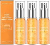 Active Marine Astaxanthin Capsule Serum, Vitamina C Facial Serum, Hydrolyzed Collagen Facial Serum, Even Skin Tone, Hydration & Vitalizing, For All Skins (12cm, 3pcs)