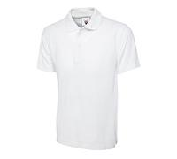 Active Men's Plain Polo Shirt Short Sleeved Work Casual Sports Leisure Clothing - White - X-Large