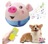 Active Moving Pet Plush Toy, Interactive Dog Ball for Pet Automatic Rolling Jumping Vibrating Wiggling, Dog Squeaky Ball Dancing Dog Ball Bouncing Toy for Dog Cat Pets (Smiling Blue Pig with Remote)