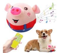Active Moving Pet Plush Toy, Interactive Dog Ball for Pet Automatic Rolling Jumping Vibrating Wiggling, Dog Squeaky Ball Dancing Dog Ball Bouncing Toy for Dog Cat Pets (Smiling Red Pig with Remote)