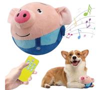 Active Moving Pet Plush Toy, Interactive Dog Ball for Pet Automatic Rolling Jumping Vibrating Wiggling, Dog Squeaky Ball Dancing Dog Ball Bouncing Toy for Dog Cat Pets (Blue Pig with Remote)