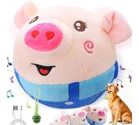 Active Moving Pet Plush Toy, Interactive Dog Toys Talking Moving Dog, Bouncing Pig Dog Toy, Washable Cartoon Pig Squeaky Plush Dog Toy for Small and Medium Dogs (Blue, Bluetooth)