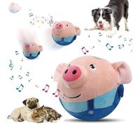 Active Moving Pet Plush Toy - Interactive Dog Toys, USB Rechargeable Talking Animal Plush for Dogs, Washable Cartoon Pig Sound Toy for Pets, Cats, Small and Medium Dogs (Blue Pig)