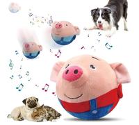 Active Moving Pet Plush Toy - Interactive Dog Toys, USB Rechargeable Talking Animal Plush for Dogs, Washable Cartoon Pig Sound Toy for Pets, Cats, Small and Medium Dogs (Red Pig)
