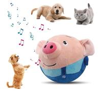Active Moving Pet Plush Toy, Interactive Dogs Toys Pet Shake Bounce Ball, Small Cute Dancing Dog Ball, Interactive Washable Cartoon Pig Plush Sound Moving Dogs Toy for Dog Ptes & Cats (Blue Pig)