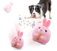 Active Moving Pet Plush Toy, USB Rechargeable Talking Moving Interactive Dog Ball Toys, Washable Bouncing Piggy Dog Toy, Plush Toys for Dogs, Cats, Pets (rabbit)