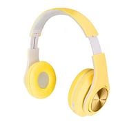Active Noise Cancelling Headphones,Bluetooth 5.0 Foldable Wireless Over Ear Headphones,RGB Colorful Light Headset,PU Leather Earmuffs Earphone,for Boys,Girls(Yellow)