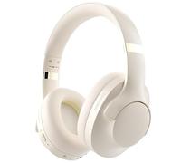 Active Noise Cancelling Headphones with Microphone-100H Playtime, Headphones Wireless with Deep Stereo Sound, Foldable Comfort, Bluetooth Headphones Wireless for Travel, Work or Commute, Beige