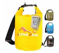 Active Peak® Dry Bag Waterproof Roll-Top Bag 2L 5L 10L 20L; Extremely Robust Outdoor Packsack Duffel Bag with Shoulder Strap; Swimming, Beach & Boat Bag with Mobile Phone Case, Tropical Yellow, 20