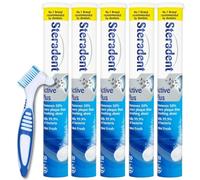 Active Plus Denture Cleaning Tablets, 5 Pack Bundle with Dental Brush, 150 Tablets for False Teeth, Retainers and Mouth Guards, Sterilising and Stain Removal
