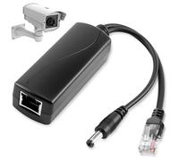 Active PoE Splitter 48V to 12V 2A Output, 5.5x2.1mm DC Plug, Ethernet POE Splitter Adapter 10/100Mbps with IEEE 802.3af/at Standard for Security Camera CCTV Surveillance Device/Voip Phone