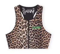 Active Recycled Material Zip-up Printed Racer Back Bra Leopard XS